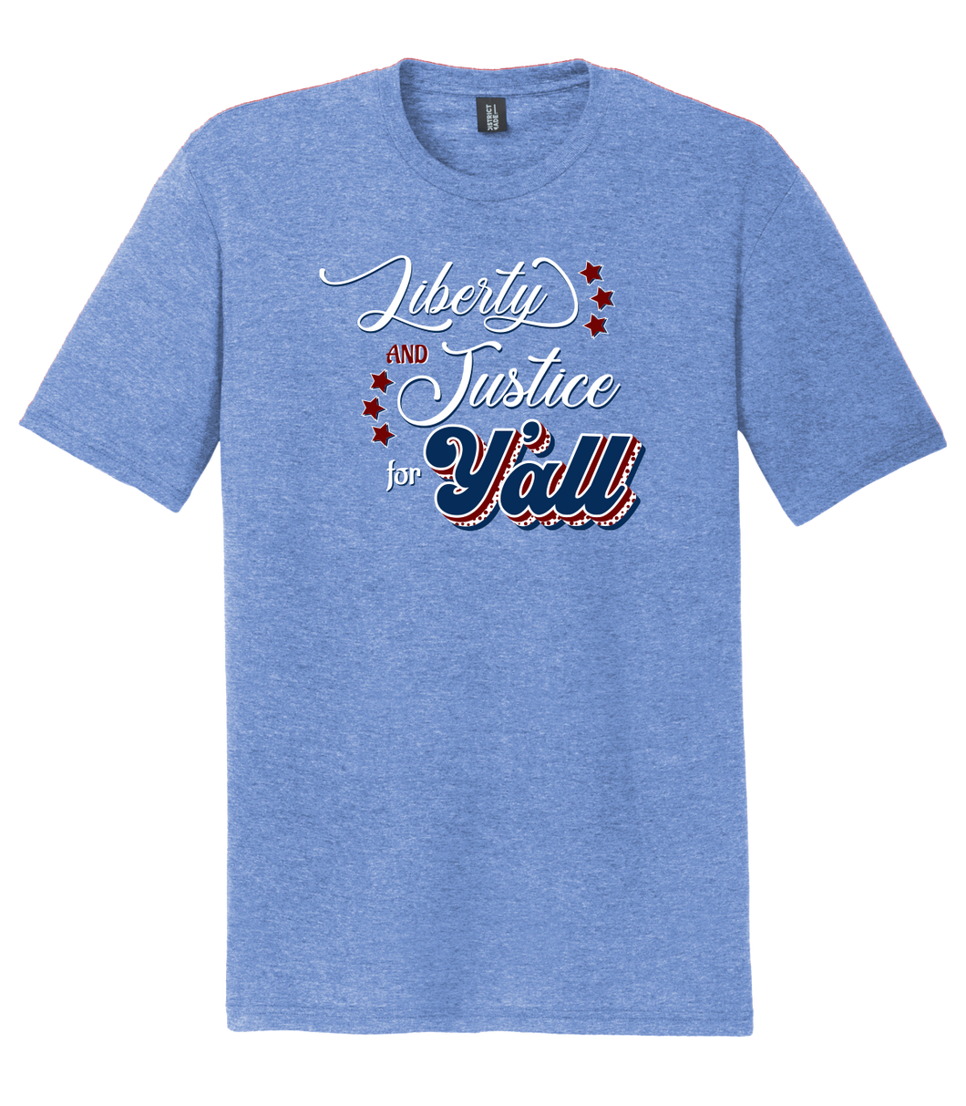 Liberty and Justice for Y'all Blue Heather Tee